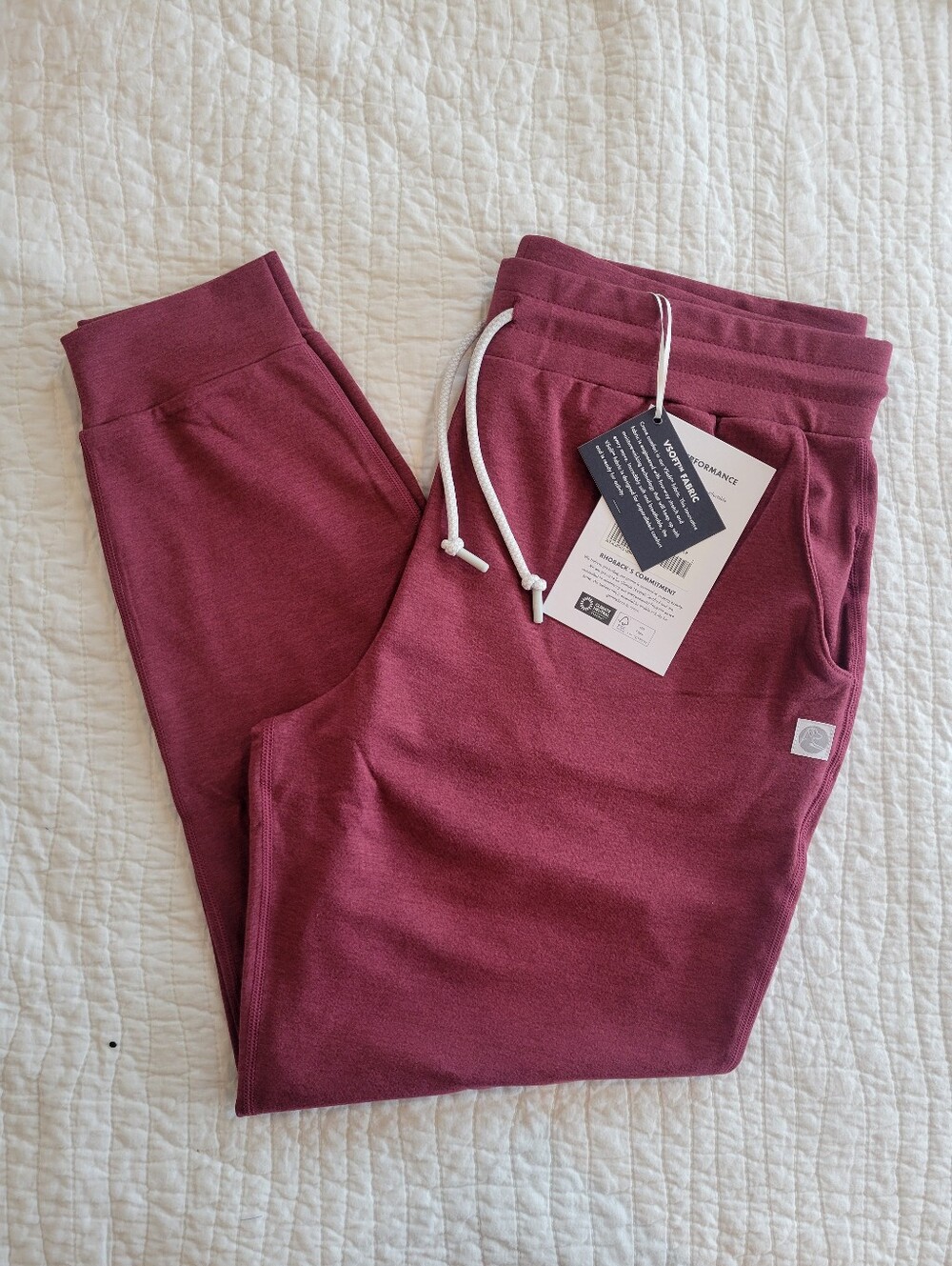 NWT Rhoback Womens Tempo Performance Joggers In Heather Red Card/Merlot
